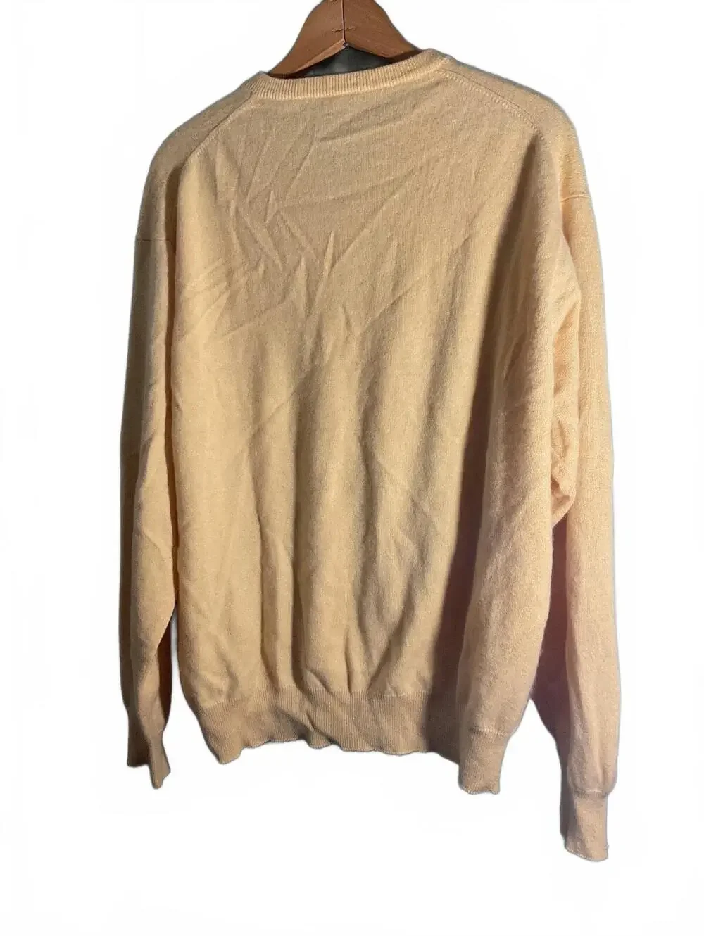 Belford Men's 100% Cashmere V-Neck Sweater in Soft Yellow, Size Large